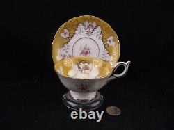 COALPORT FLORAL TEA CUP AND SAUCER WITH GOLD OVERLAY 7126/A YELLOWithORANGE