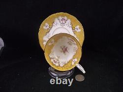 COALPORT FLORAL TEA CUP AND SAUCER WITH GOLD OVERLAY 7126/A YELLOWithORANGE
