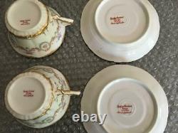 CUPS & SAUCERS Haviland Limoges China Schleiger 330 Double Gold Ribbon Bows