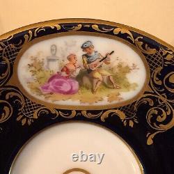 C. 1900 Royal Vienna Style Chocolate Teacup & Saucer Hand Painted Watteau Scenes