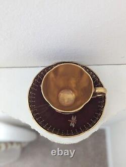 Carlton Ware Fine Bone China Spider Web Tea Cup & Saucer Mint Antique Gold Gilt