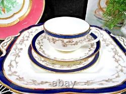 Cauldon tea cup and saucer trio & cake plate cobalt blue teacup England 20s