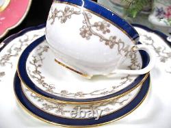 Cauldon tea cup and saucer trio & cake plate cobalt blue teacup England 20s