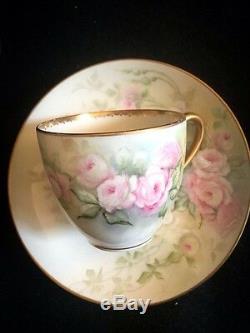 Charming T&V Limoges handpainted demitasse cup and saucer