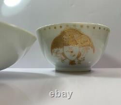 Chinese Antique Export Porcelain Tea Cup And Saucer Eagle Crest Great Seal 1700s