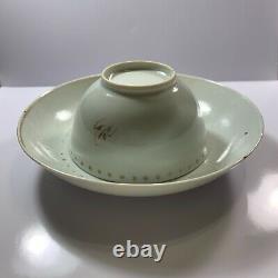 Chinese Antique Export Porcelain Tea Cup And Saucer Eagle Crest Great Seal 1700s