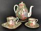Chinese Rose Medallion Porcelain Teapot With Rare Square Teacup Set 19th C