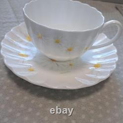 Christian Dior Pair Coffee Tea Cup & Saucer Margaret Flower Pattern White Yellow