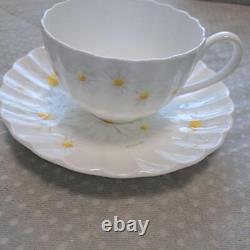 Christian Dior Pair Coffee Tea Cup & Saucer Margaret Flower Pattern White Yellow