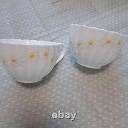 Christian Dior Pair Coffee Tea Cup & Saucer Margaret Flower Pattern White Yellow