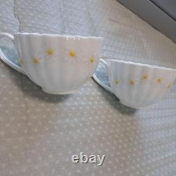 Christian Dior Pair Coffee Tea Cup & Saucer Margaret Flower Pattern White Yellow