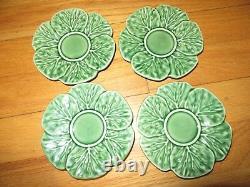 Cl/bordallo Pinheiro Majolica Cabbage Leaves/tea Cups + Saucers/service For 4