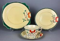 Clarice Cliff -ravel- Wilkinson Bizarre Tea Set Trio Cup Saucer Lunch Cake Plate