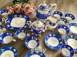 Coalport Adelaide Tea Set Blue Duck Spout Teapot Tea Coffee Cups Saucers 6810