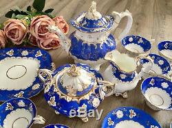 Coalport Adelaide Tea Set Blue Duck Spout Teapot Tea Coffee Cups Saucers 6810