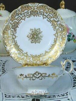 Coalport Antique 1840's Ornate Gold Gilt Wide Mouth Tea Cup And Saucer