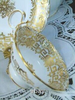 Coalport Antique 1840's Ornate Gold Gilt Wide Mouth Tea Cup And Saucer
