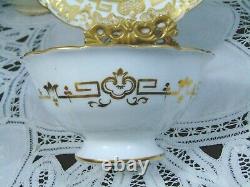 Coalport Antique 1840's Ornate Gold Gilt Wide Mouth Tea Cup And Saucer