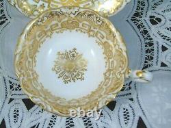 Coalport Antique 1840's Ornate Gold Gilt Wide Mouth Tea Cup And Saucer