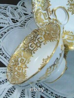 Coalport Antique 1840's Ornate Gold Gilt Wide Mouth Tea Cup And Saucer