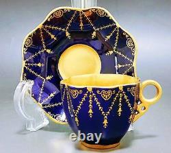 Coalport Gorgeous Gold Cup & Saucer Cobalt Blue Made in England Antique