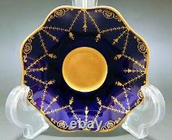 Coalport Gorgeous Gold Cup & Saucer Cobalt Blue Made in England Antique