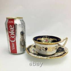 Coalport Porcelain Works Cup & Saucer Teacup Cobalt Blue Gold rim Antique