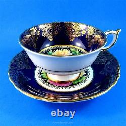 Cobalt and Gold with Chrysanthemums Center Paragon Tea Cup and Saucer Set