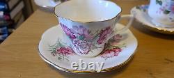 Collection of 7 Bone China Tea Cups & Saucers. Hudson, Royal albert, Hammersley