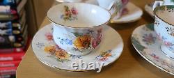 Collection of 7 Bone China Tea Cups & Saucers. Hudson, Royal albert, Hammersley