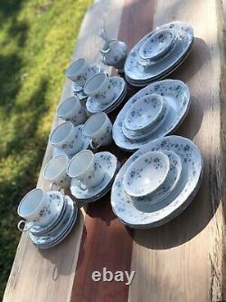 Complete Johann Haviland Bavaria Germany Blue Garland Tea Set For 8