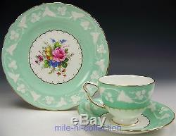 Crown Derby Pate Sur Pate Kendal Rose Medallion Trio Tea Cup Saucer Plate Signed