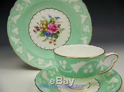 Crown Derby Pate Sur Pate Kendal Rose Medallion Trio Tea Cup Saucer Plate Signed