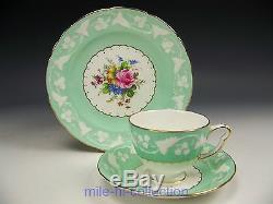 Crown Derby Pate Sur Pate Kendal Rose Medallion Trio Tea Cup Saucer Plate Signed