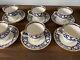 Crown Staffordshire England Cobalt Blue With Gold Trim Tea Cup Saucers Set Of 6