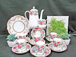 Crown Staffordshire tea cup and saucer teaset teapot floral rose 6 teacup set