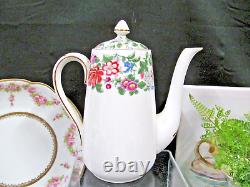 Crown Staffordshire tea cup and saucer teaset teapot floral rose 6 teacup set