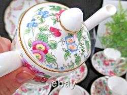 Crown Staffordshire tea cup and saucer teaset teapot floral rose 6 teacup set