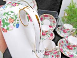 Crown Staffordshire tea cup and saucer teaset teapot floral rose 6 teacup set