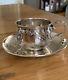 Daisy Art Nouveau 950 Sterling Silver Tea Cup Saucer French Belle Epoque Floral