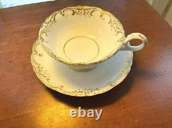 Davenport Longport Staffordshire 19th C. Gold & White Tea Cup Saucer Antique