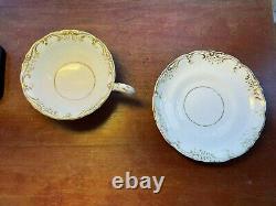 Davenport Longport Staffordshire 19th C. Gold & White Tea Cup Saucer Antique