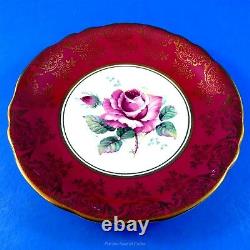 Deep Red and Gold Border with a Huge Rose Center Paragon Tea Cup and Saucer