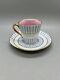 Demitasse Teal Tea Cup Blue Pink Gold Expresso 2 2/8 Teacup 4.5 Saucer Stripe