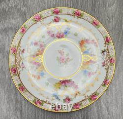 Dresden Handpainted Tea Cup & Saucer For S&G Gump Co. San Francisco Floral Gold