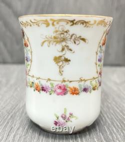 Dresden Handpainted Tea Cup & Saucer For S&G Gump Co. San Francisco Floral Gold