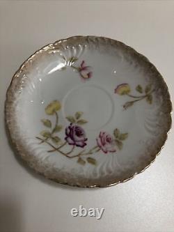Dresden Porcelain Tea Cup and Saucer Unique Floral Designs With Gold Trims