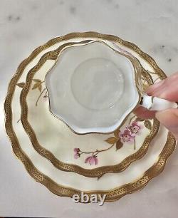 EBD. Bodley Tea Cup & Saucer Trio Plate Aesthetic Raised Cherry Branch Handle