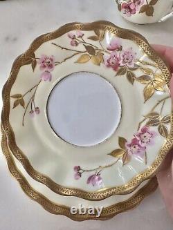 EBD. Bodley Tea Cup & Saucer Trio Plate Aesthetic Raised Cherry Branch Handle