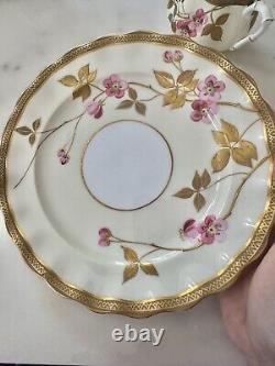 EBD. Bodley Tea Cup & Saucer Trio Plate Aesthetic Raised Cherry Branch Handle